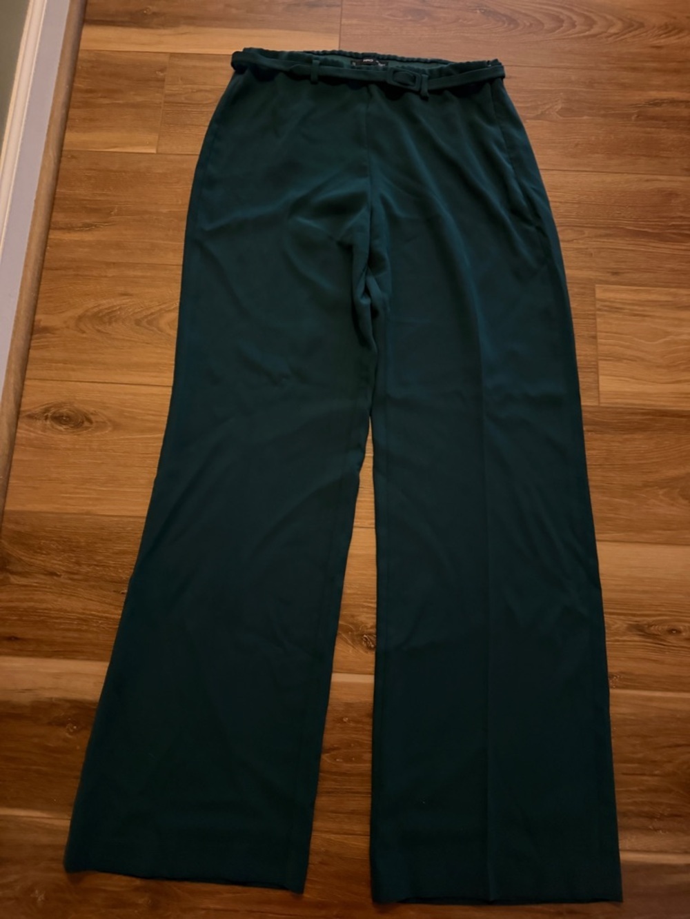 Mango emerald green wide leg pants with belt size 10 long inseam